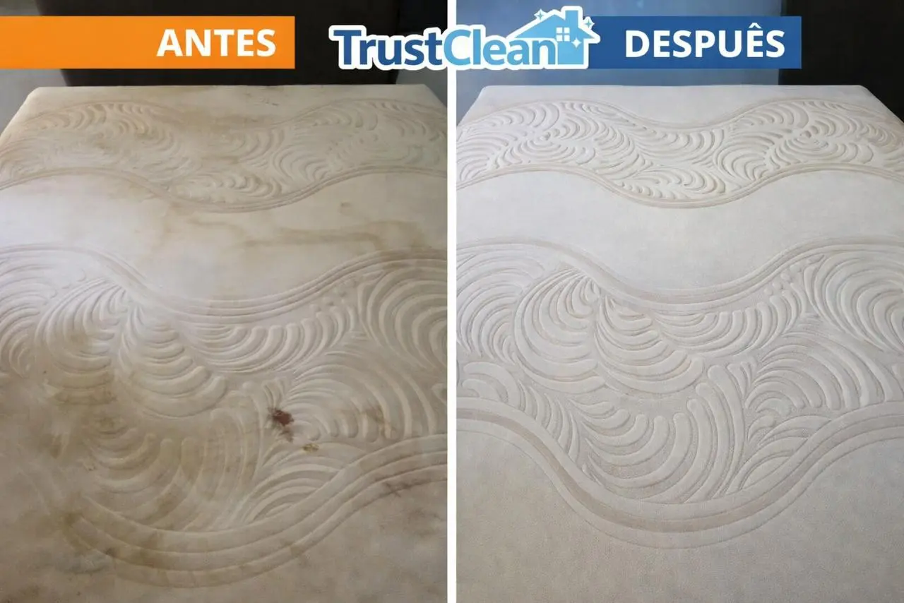Antes y después limpieza de colchón TrustClean